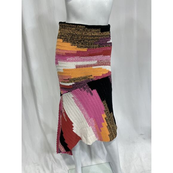 A.L.C. 'Nova' Pink Colorbocked Asymmetric Skirt Size XS - Picture 2 of 5